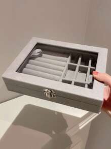 1pc Transparent Glass Jewelry Organizer Box Wedding