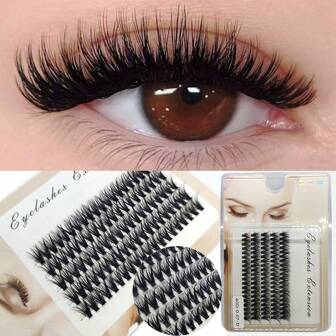 DIY 40D Curl 0.07 Thickness Eyelash Extensions Kit, Black Professional Set, Natural Curved Single False Eyelashes, 8-16mm, 100pc, Makeup Tools