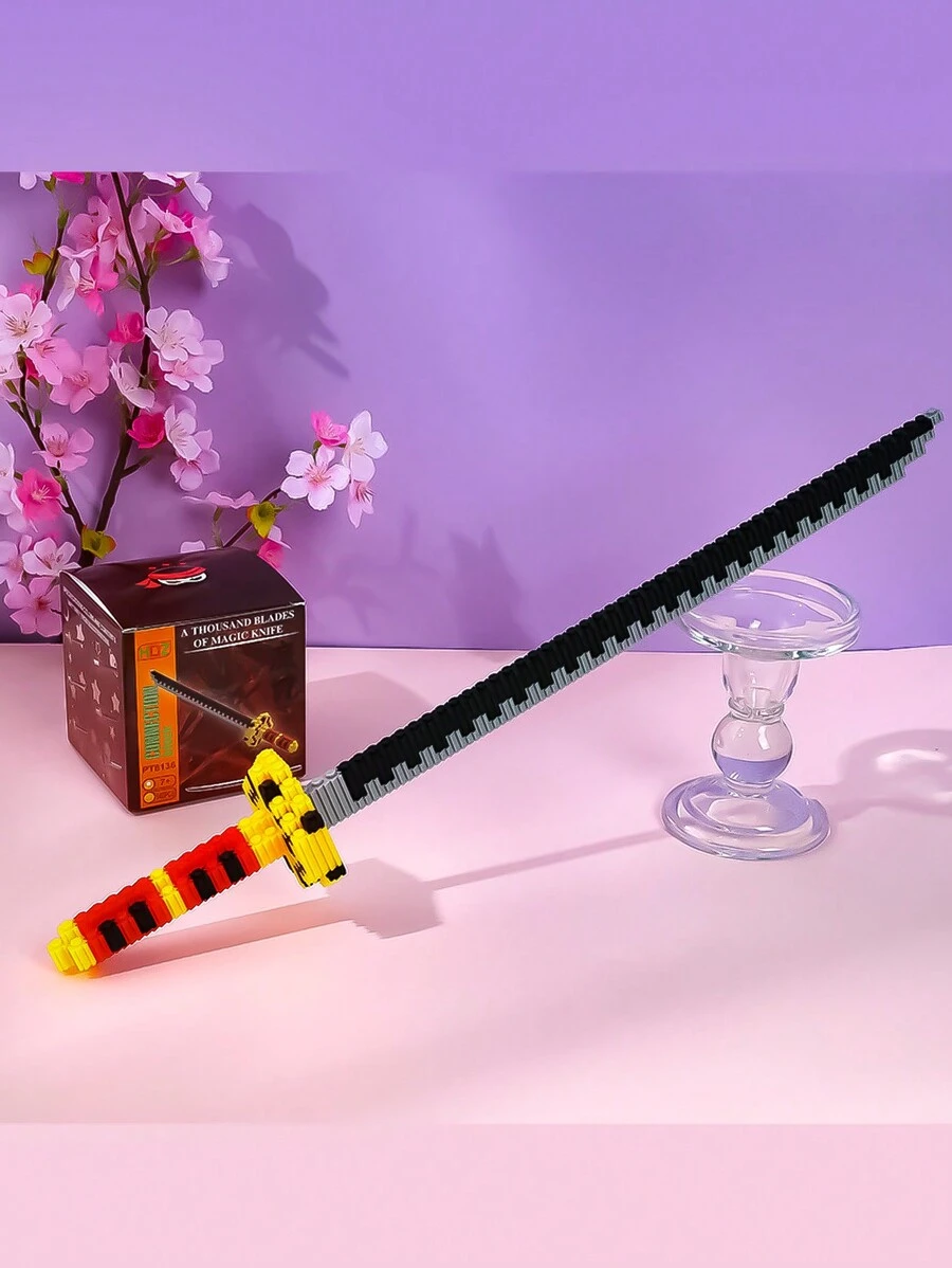 1pc Connectable Building Block Swords & Knives, Building Bricks, Pegs & Puzzles For Intelligence Development Room Decoration - Red - View 1
