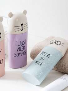 1pc Creative Toothbrush Holder Set With Cute Cup, Portable And Stylish - Pink - View 3