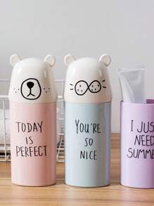 1pc Creative Toothbrush Holder Set With Cute Cup, Portable And Stylish - Pink - View 4