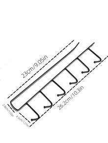 廚房無痕黏鉤 6 個掛鉤收納架廚房用具收納架 - 黑色 - 查看 4