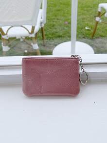Damska portmonetka z podwójnym zamkiem Mała i stylowa, wodoodporna i nowa konstrukcja oraz etui na klucze Brelok do kluczy - Różowy - Zobacz 5