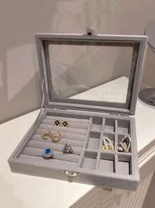 1pc Transparent Glass Jewelry Organizer Box Wedding