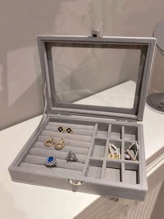 1 件透明玻璃珠宝收纳盒婚礼