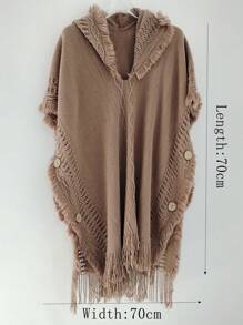 1 件女士连帽提花针织仿羊绒腈纶斗篷披肩，适合旅行