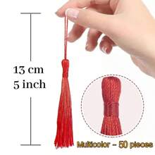 50pcs 13cm/5 Inch Silk Handmade Soft Tassel With Loop For Jewelry Making, Diy Projects, Bookmark - Multicolor - 50 pieces - View 2