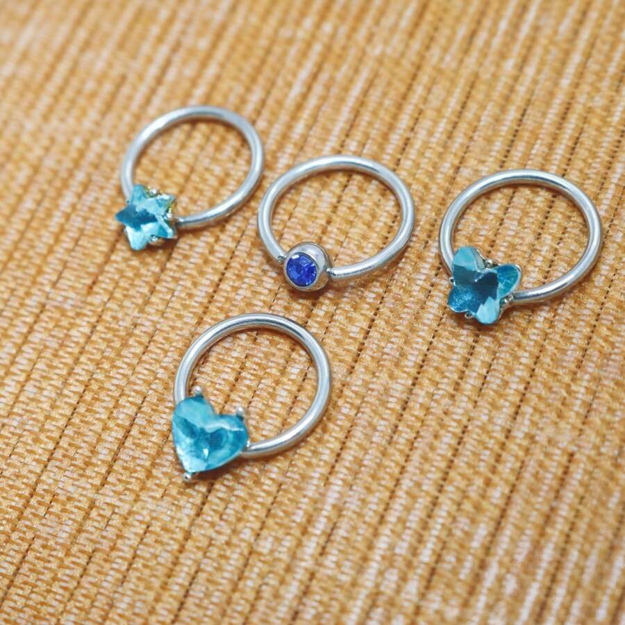 4入組寶石造型鼻環,閃亮風格,性感穿孔飾品,最佳生日、聖誕、紀念日、情人節、婚禮、職業、主題派對、萬聖節派對等禮物