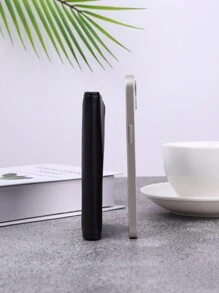 1個短款黑色PU皮夾，拉鍊閉合，多卡槽大容量，簡約設計輕便攜帶，信用卡和ID卡適用於女性白領、度假、週年慶、生日禮物、教師禮物，商務休閒等禮品配件 - 黑色 - 查看 6