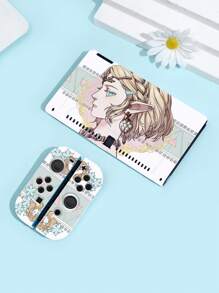 卡通動漫風格可愛的精靈女孩彩繪防震矽膠保護殼,可兼容switch - 彩色 - 查看 2