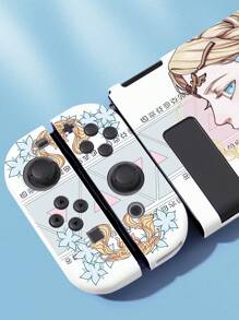 卡通動漫風格可愛的精靈女孩彩繪防震矽膠保護殼,可兼容switch - 彩色 - 查看 3