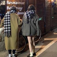 1條冬季新款加厚羊絨格子圍巾女韓版大牌披肩保暖圍兜兩用 - 黑色 - 查看 5