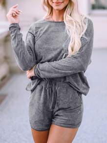 CHASE SECRET Bộ đồ giản dị Nữ Dây kéo Túi màu trơn Thế hệ tiếp theo - Xám - Xem 1