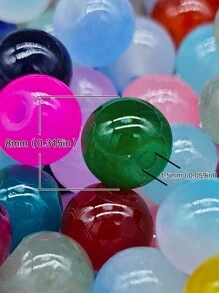 100 件 8 毫米/0.315 英寸多色玻璃珠，用于制作珠宝 DIY 手链项链配件，附赠弹力绳，是情人节和返校的理想礼物 - 霧霾藍 - 查看 4