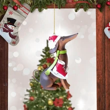 1入組腊腸狗圣诞树吊飾,家庭和派对裝飾 - 彩色 - 查看 2