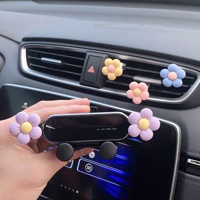 AD 1pc Gravity Car Phone Holder, Floral Design Air Vent Mount Smartphone Holder For Dashboard, Navigation, Center Console