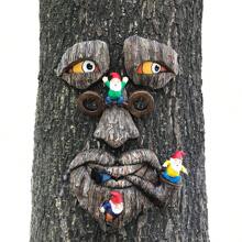 Conjunto De Estatuas De Enanitos Con Rostro De Árbol De Resina De 34 Cm De Altura Para Decoraciones De Jardín Creativas, Artesanías De Resina Para Exteriores - cara de arbol - Ver 1