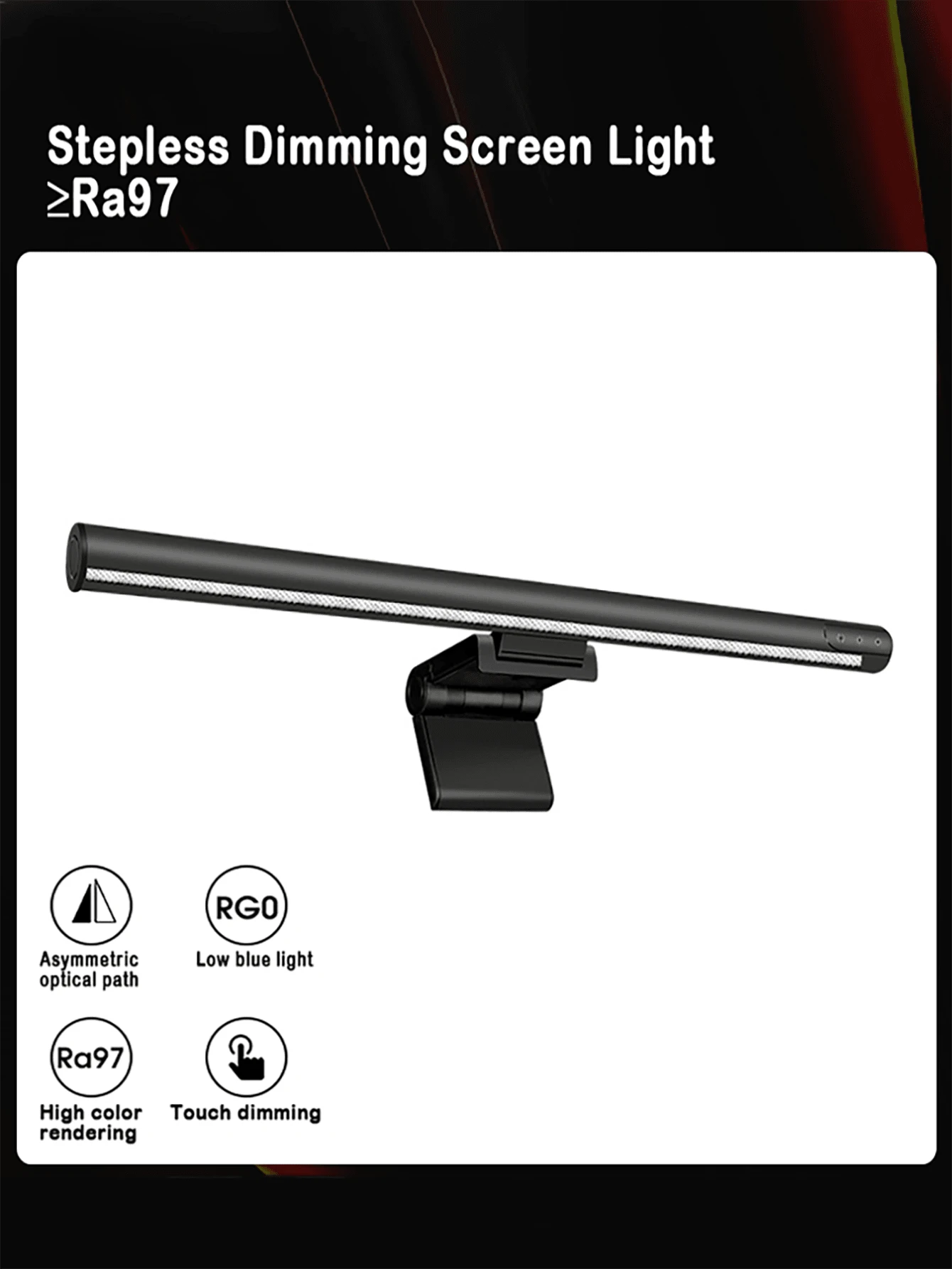 1 Pieza Luz De Pantalla De Computadora Lámpara De Decoración De Escritorio Con Regulación Usb, Protección Ocular Para Juegos Con Pc - Negro - Ver 1