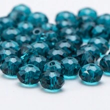 60 件 8 毫米刻面水晶珠、透明玻璃珠，用于 DIY 手链、项链、耳环首饰制作（蓝洞） - 藏蓝色 - 查看 3