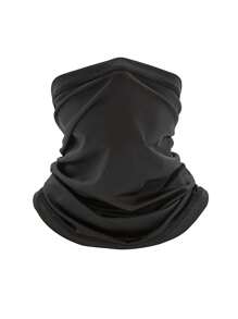 1 Pc Men's Summer UV Protection Neck Gaiter: Sunscreen Mask, Motorcycle Face Mask, Hanging Ear Scarf & Ice Silk Hat Cycling Sunscreen Mask Men And Women's Sports Cycling Ice Silk Headscarf Fishing Windproof Bicycle Scarf Neck Cover - Black - View 1