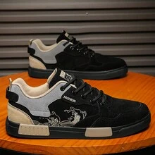 Men's Fashionable Casual Sneakers, Running Shoes - Black - View 5