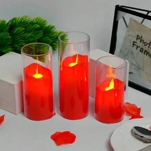 LED電子蠟燭,仿真亞克力,喜慶紅色的,適用於婚禮,裝飾蠟燭燈
