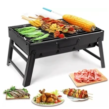 Mini parrilla de carbón portátil , plegable acero Inoxidable - Negro - Ver 6