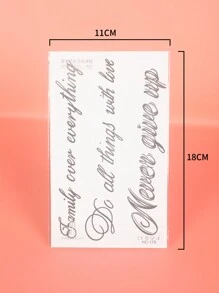 1 件防水不反光男士手臂英文短句紋身貼紙 - 黑色 - 查看 3