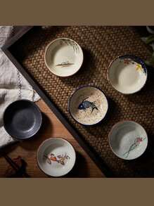6入組陶瓷調味碟,適用於餐廳小吃和小菜,圓形造型,多種顏色可選 - 彩色 - 查看 1