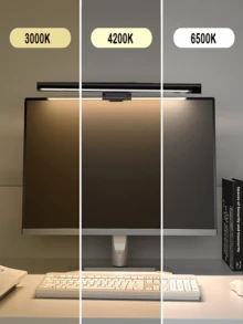 1 Pieza Luz De Pantalla De Computadora Lámpara De Decoración De Escritorio Con Regulación Usb, Protección Ocular Para Juegos Con Pc - Negro - Ver 3