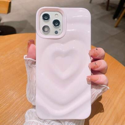 纯色心形简约清新手机壳，适用于苹果