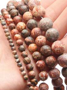 天然紅玉石圓珠-珠寶配件製作diy項鍊彈性珠子手鐲耳環時尚瑜伽男女皆宜 - 紅色 - 查看 3