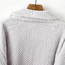 Light Grey Plaid Pattern Bathrobe With Belt - Light Grey - View 6