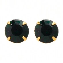 Stud Earrings - Dark Green - View 1