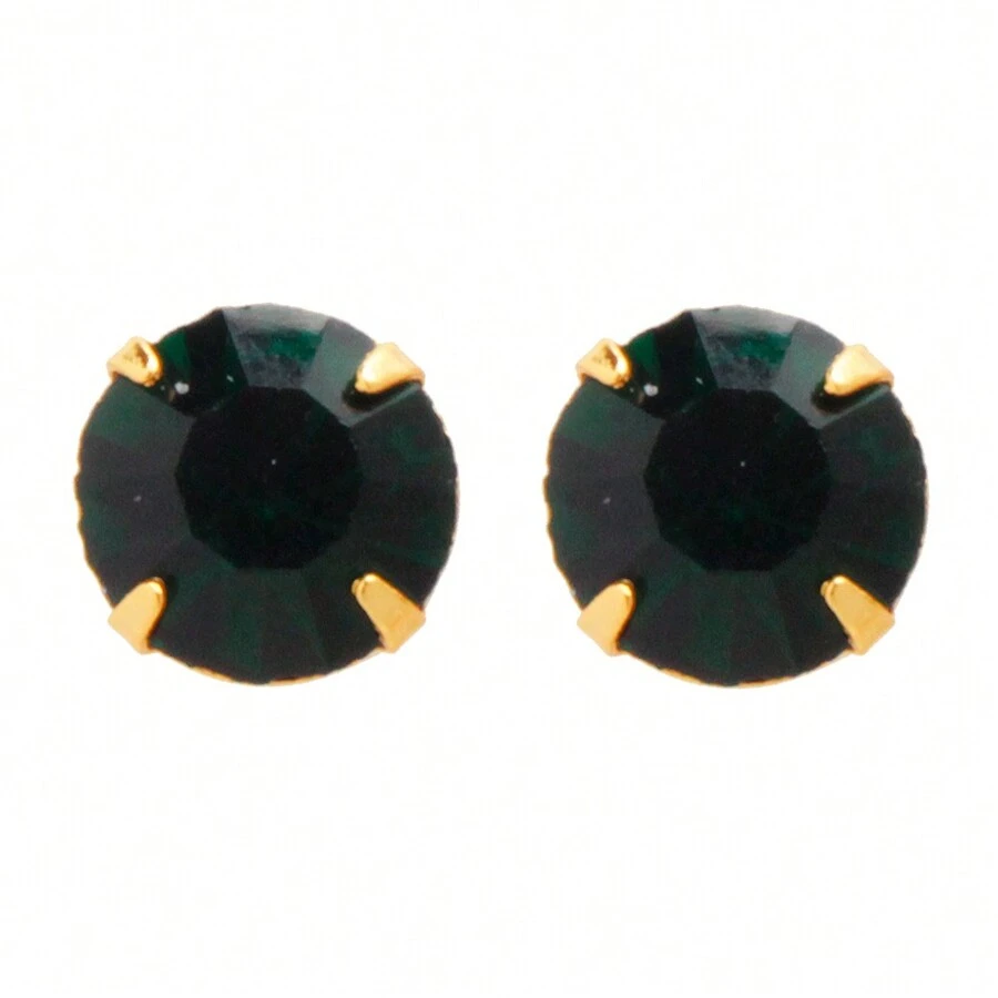 Stud Earrings - Dark Green - View 1