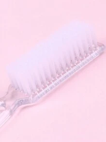 4pcs Long Handle Nail Cleaning Brushes, Transparent Color Nail Art Tools - Clear - View 3