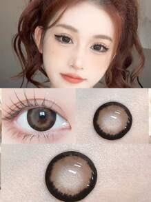 1副Jeruru棕色美瞳，年抛型，14.5毫米，适合万圣节角色扮演 - 棕黃 - 查看 3