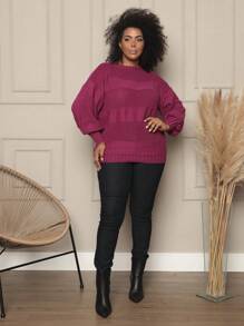 Plus Size Sweaters - Red Violet - View 5