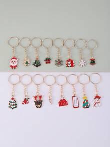 16pcs Zinc Alloy Christmas Theme Drop Oil Keychain - Multicolor - View 1