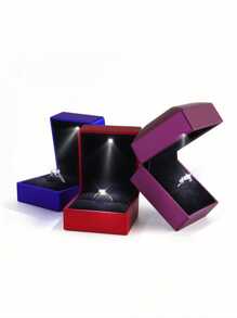 Creative Led Light Up Proposal Jewelry Box For Ring And Earrings Collection, Flashing - Red - View 4