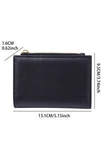 1個短款黑色PU皮夾，拉鍊閉合，多卡槽大容量，簡約設計輕便攜帶，信用卡和ID卡適用於女性白領、度假、週年慶、生日禮物、教師禮物，商務休閒等禮品配件 - 黑色 - 查看 10