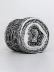 1包100克渐变色块状毛线，适用于编织、钩编、手工DIY，配钩针和棒针，中细线，适合婴儿使用。 - 白灰 - 查看 1