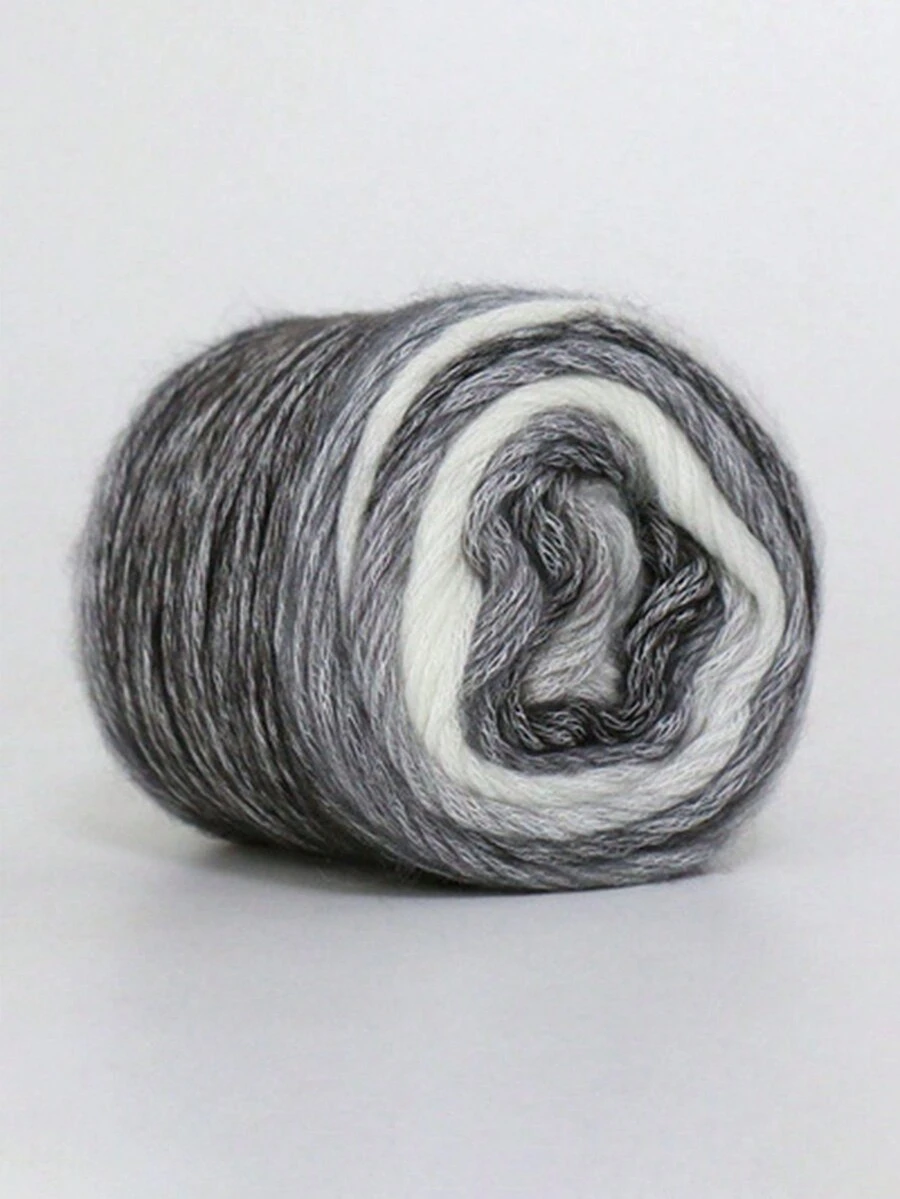 1包100克渐变色块状毛线，适用于编织、钩编、手工DIY，配钩针和棒针，中细线，适合婴儿使用。 - 白灰 - 查看 1