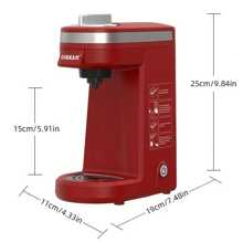 Single Serve Coffee Maker With Filter Mini Coffee Brewer for K Cup Pods Capsule Ground Coffee Instant Coffee Machine - Red - View 7