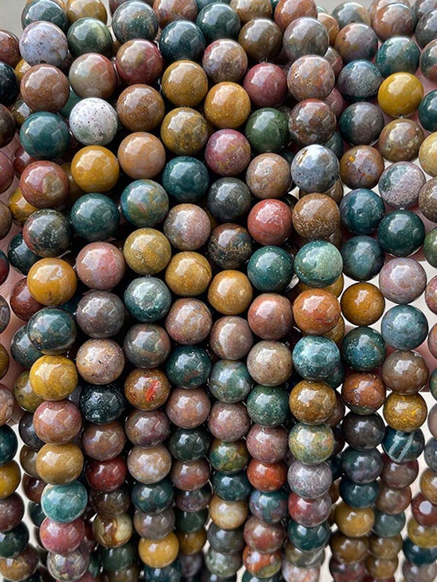 1入組多彩海藍色瑪瑙石珠子,可用於diy珠寶製作(手鍊,項鍊,耳環)(6/8/10mm) - 彩色 - 查看 1
