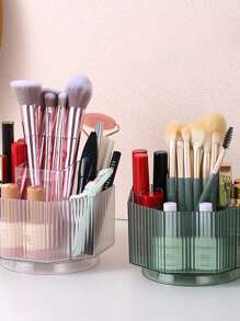 Makeup Brush Holder, 1Pc Multi-Function Modern Clear Cosmetic Brush Storage Box Makeup Organizer - Green - View 2