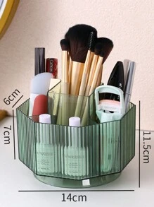 Makeup Brush Holder, 1Pc Multi-Function Modern Clear Cosmetic Brush Storage Box Makeup Organizer - Green - View 3