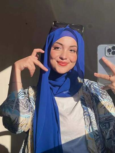 1 pieza Accesorios Abaya de mujer Accesorios de playa de unicolor Chal de gasa, pañuelo de cabeza elegante, bufanda larga casual, diadema, chal protector solar, adecuado para uso diario Diadema Velo suave Hijab de mujer