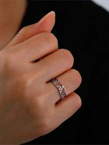 1 Miếng Thép không gỉ Ổn định Tam giác Nút Mở Nhẫn , Đơn giản Quà kỷ niệm Đối với phụ nữ Và Cặp đôi - phong cách A - Xem 2