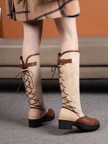 Bốt & Bốt đến mắt cá chân dành cho nữ Lace-up - Màu be - Xem 4